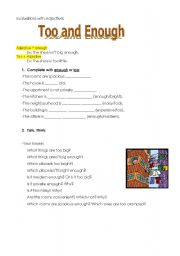 English Worksheet: Too/Enough with adjectives