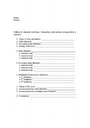 English worksheet: Character traits