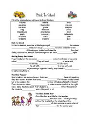 English Worksheet: back to school