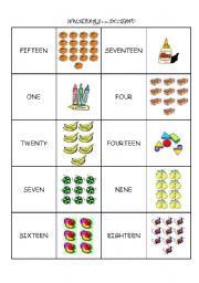 English Worksheet: 1-20 Number domino