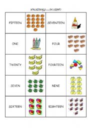 English Worksheet: 1-20 Number domino