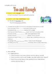 English Worksheet: Too/Enough with nouns