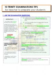 English Worksheet: 10 TRINITY EXAMINATION TIPS  6 PAGES