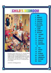 English Worksheet: A CHILDS BEDROOM FURNITURE