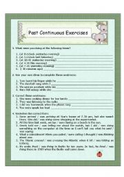 English Worksheet: Past Continuous Exercises