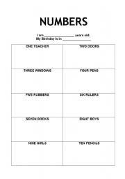 English worksheet: Numbers