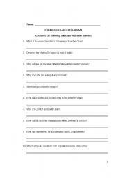 English worksheet: freedom train test