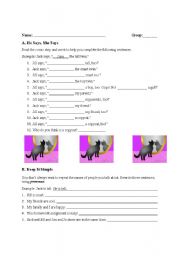 English worksheet: grammar - pronouns