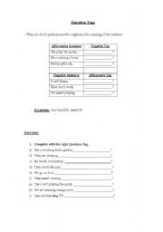 English worksheet: Question tags