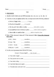 English worksheet: pronouns test