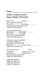 English worksheet: stand by me song with blanks