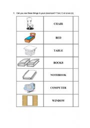 English worksheet: Classroom Objects