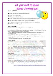 English Worksheet: All you want to know about chewing gum - part 1