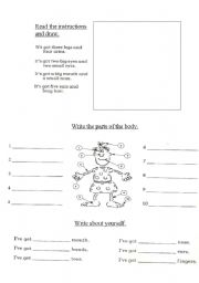 English Worksheet: Parts of the body and description