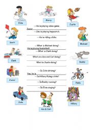 English Worksheet: Who is singing? Who is dancing?