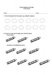 English Worksheet: Elementary Diagnostic Test