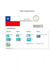 English worksheet: Chiles weather forecast report (card 4)