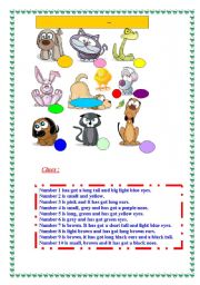English Worksheet: describing animals 