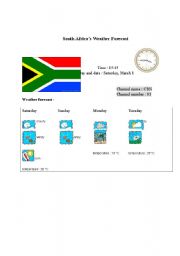 English Worksheet: South Africas weather forecast report (card 10)