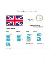 English worksheet: United Kingdoms weather report report (card 11)