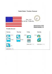 English worksheet: United States weather forecast report (card 12)