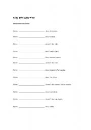 English Worksheet: FIND SOMEONE WHO