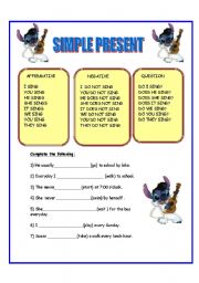 English Worksheet: SIMPLE PRESENT EXERCISE