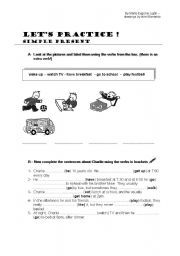 English Worksheet: Charlies daily routine - Practice