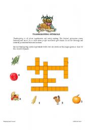 English worksheet: Thanksgiving Symbols