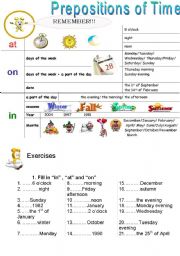 Prepositions Of Time Worksheets