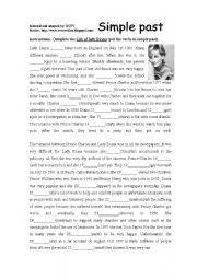 English Worksheet: Simple Past -Life of Lady Diana