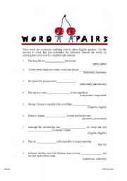 English worksheet: Word Pairs