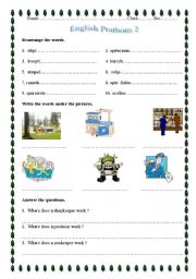 English Worksheet: Jobs and places