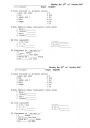 English worksheet: Test paper