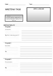 English worksheet: Writing Template