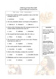 English Worksheet: Quiz on food