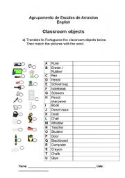 English worksheet: classroom