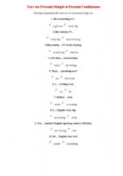 English Worksheet: Present Simple or Present Continuous