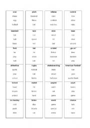 English Worksheet: Taboo Cards - sports