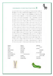 English Worksheet: Wordsearch - Words that start with Z