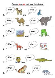 A/an worksheet for little kids