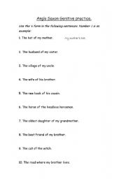 English Worksheet: Anglo Saxon Genitive Practice