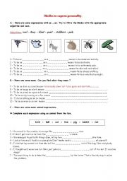 English Worksheet: similes with animals