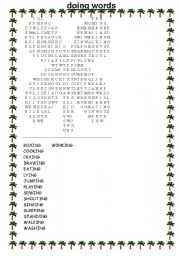 English Worksheet: doing words wordsearch