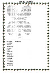 English worksheet: doing words wordsearch