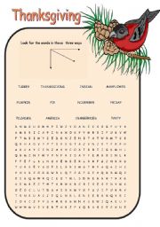 Wordsearch -Thanksgiving