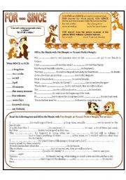 English Worksheet: FOR --- SINCE