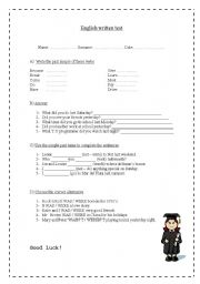 English Worksheet: written test