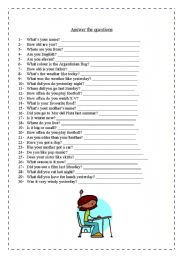 English Worksheet: answer the questions 