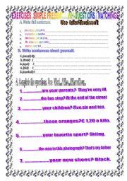 English Worksheet: present simple / wh-questions/matchings ....